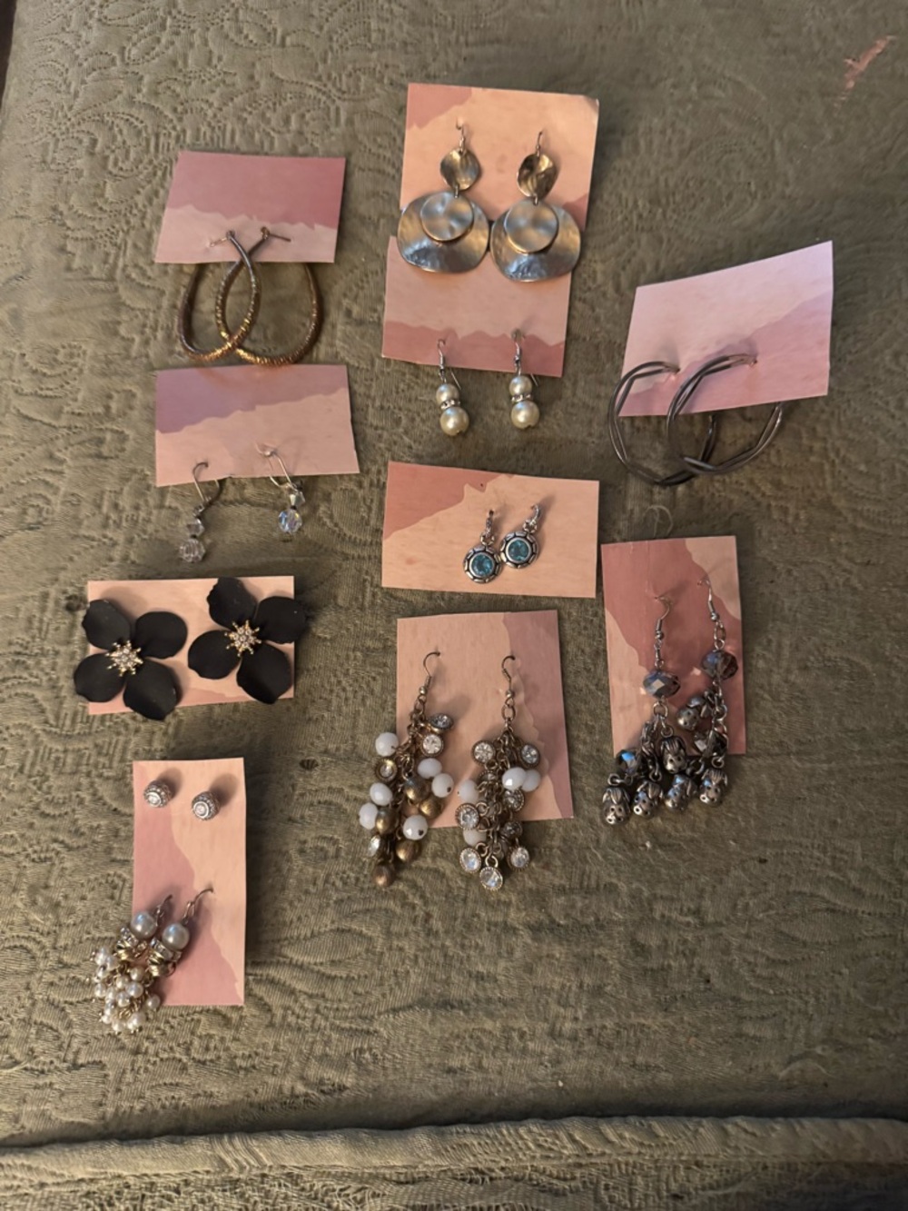 Mixed Women's Earring Set - Gold, Silver, Black, White Accents